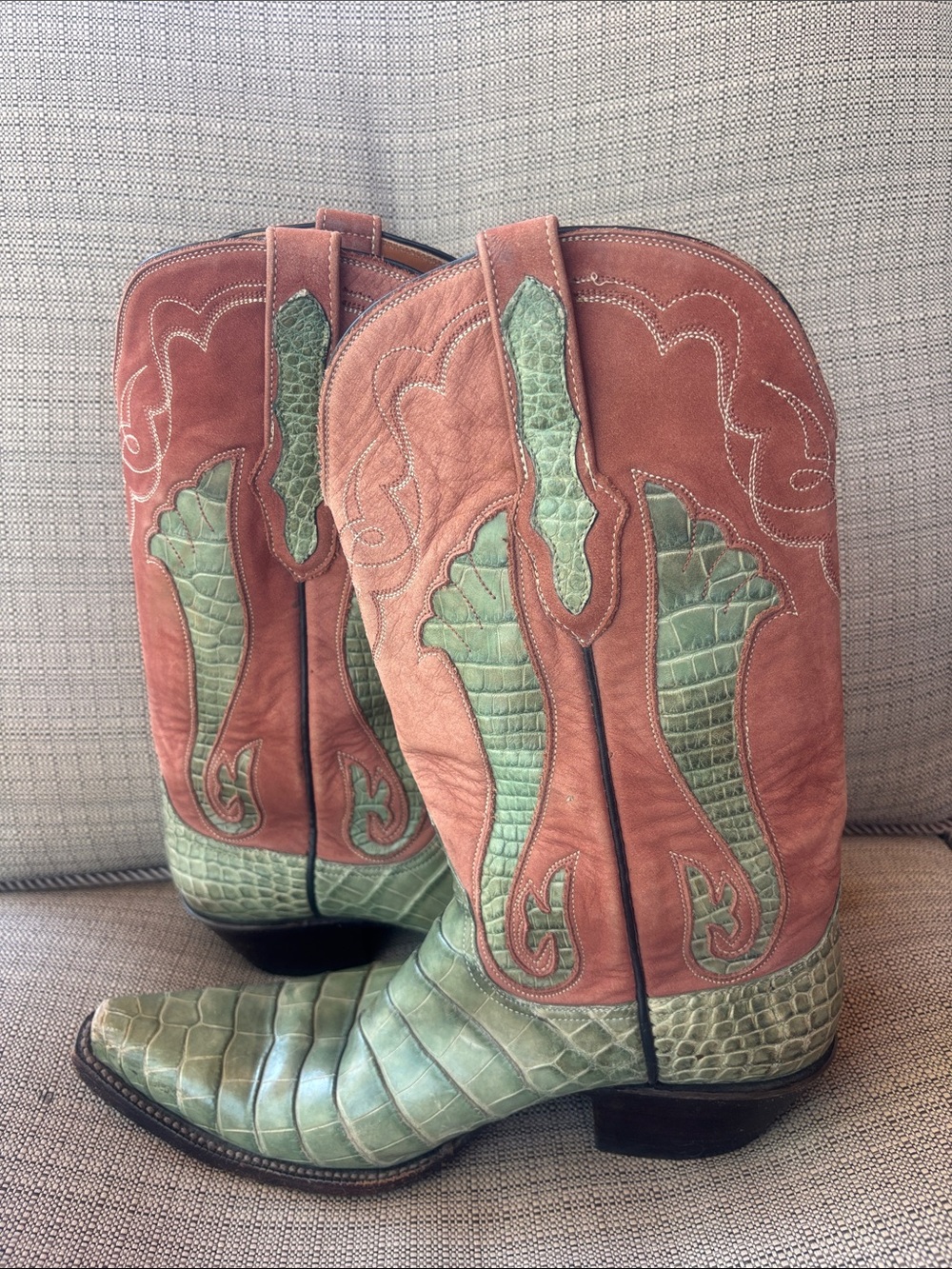 Black Jack Green American Crocodile Belly Cowboy Boots